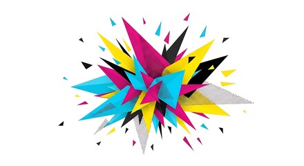 Obraz premium Explosion of colorful geometric shapes and lines