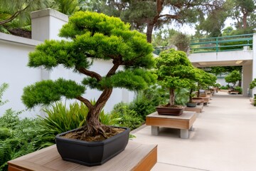Fototapeta premium Bonsai trees cultivating balance and tranquility in garden