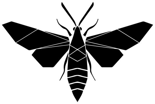 black hummingbird moth icon, simple illustration