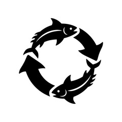 Naklejka premium Fish symbol of sustainability and recycling representing seafood concept