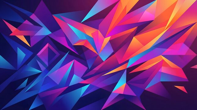 Colorful modern dynamic polygon gradient background featuring glowing futuristic triangles.