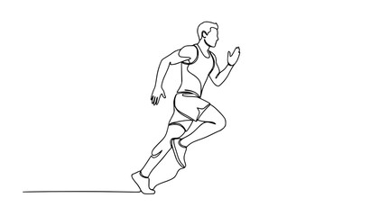 Fototapeta premium Running man line art fitness illustration 
