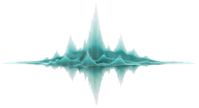 Turquoise 3D Sound Waveform on White Background