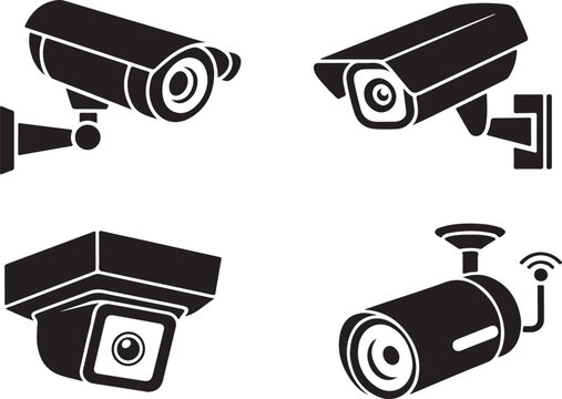 Observation CCTV camera icon set. Surveillance camera