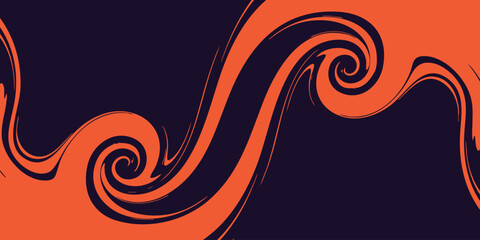 Abstract swirls of orange and black create a dynamic flowing pattern a striking silhouette high-quality © MdNoor