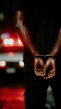 Handcuffed hands, breaking the law, criminal, arresting a bandit, thief in handcuffs, police vs. criminals, ICE immigrant capture. Crime and punishment, instant karma, for the news. High quality
