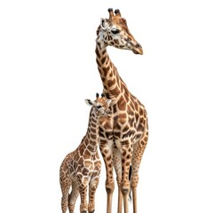 Obraz premium Mother Giraffe and Her Offspring Standing Together