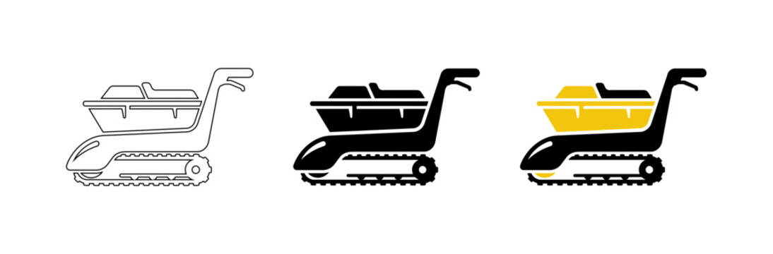 Heavy Duty Tracked Mini Dumper Vector Icon for Construction and Industrial Equipment