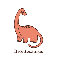 Vector illustration of Brontosaurus dinosaur in cartoon doodle style. Colorful hand drawn long neck dino character isolated on white background for kids room decor, pattern, card, book illustration. © Gulsim