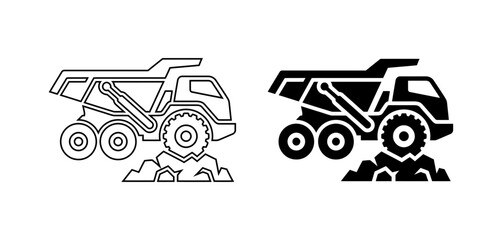 Heavy Duty Mining Dump Truck Vector Icon Set for Construction and Industrial Machinery Design © Graphicdsrv