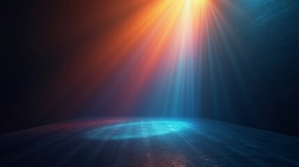 Obraz premium Dramatic light beams illuminating dark space orange light
