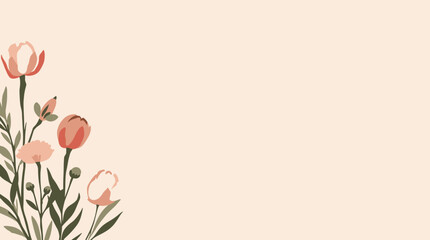 Fototapeta premium A serene and minimalist illustration of olive branches on a cream background, evoking a sense of calmness and natural beauty.