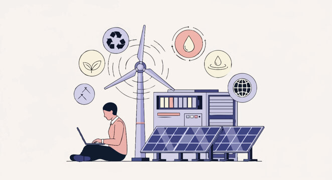 Eco friendly icons on screen.