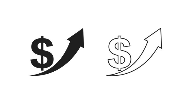 Increasing Profit Growth Concept with Dollar Signs and Arrows Vector