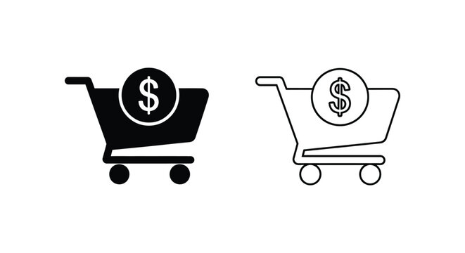 Shopping cart with dollar sign icon Vector