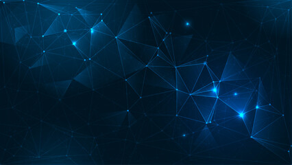 Vector digital datum, molecule background. Big Data, hi tech technology, light line design. Illustration modern network datum system, cyber space, communication internet, futuristic connection concept © nongkran_ch