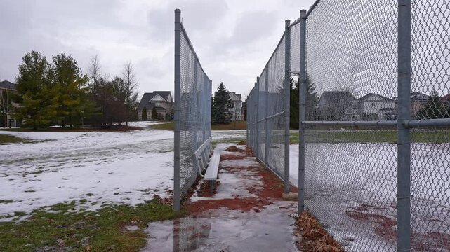 Large Fence with Bench at Kinross Park Oshawa Ontario Canada