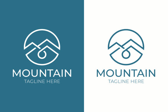 Mountain Logo with Water Droplet Representing Nature, Adventure, and Outdoor Exploration