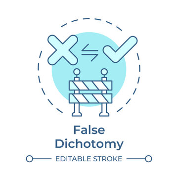 False dichotomy soft blue concept icon. Social polarization, problem solving. Road barrier. Round shape line illustration. Abstract idea. Graphic design. Easy to use in article, blog post