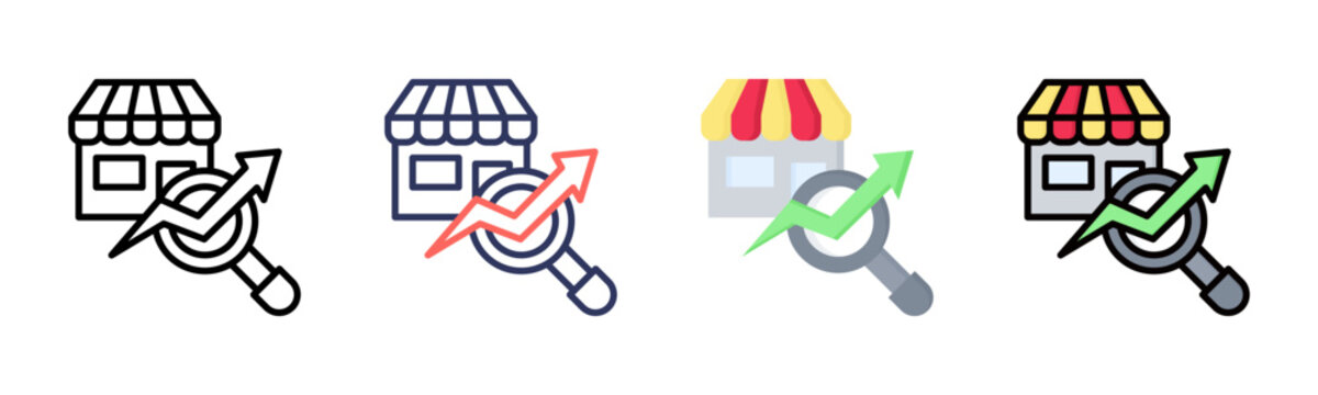 Market Research icon sheet multiple style collection
