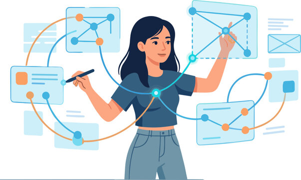 Woman presents business strategy with charts and graphs in office
