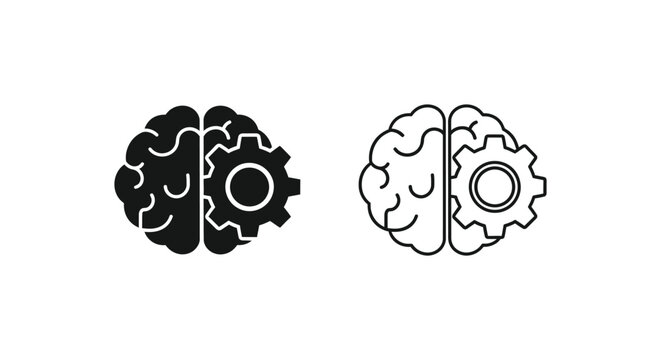 Gear Brain Concepts Black White Vector