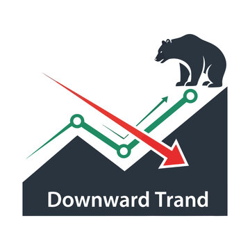 A graphic illustration of a bear market trend with a bear figure on a downward-sloping financial chart and 'Downward Trand' text.