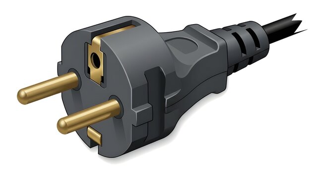Two-pin electric power plug isolated on white background, household electricity connection device.