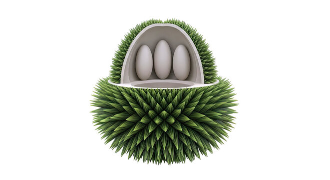 Durian Cross-Section with Seeds