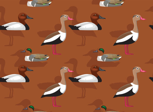 American Whistling Duck Seamless Background Wallpaper Pattern