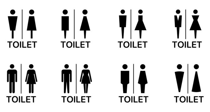 トイレマーク・ピクトグラムの男女アイコンモノクロ