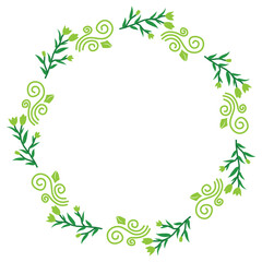 Fototapeta premium green floral wreath with elegant swirl accents