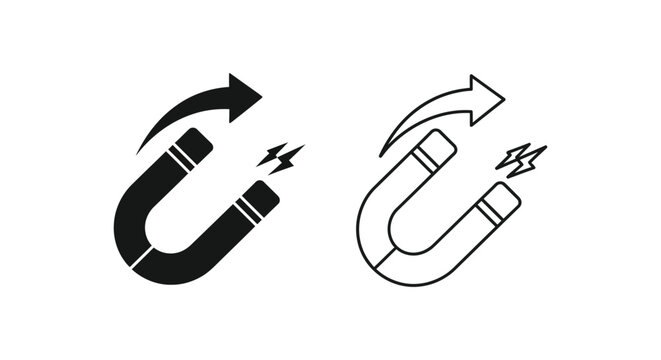 Magnet Attracting and Repelling Icons Vector