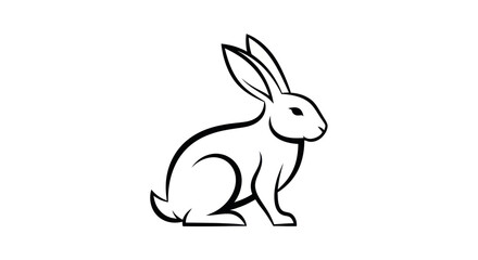 Obraz premium Black and white illustration of a rabbit sitting isolated on white background