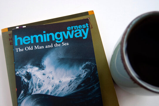 Kyiv, Ukraine - 03 -26 -2026. Ernest Hemingway' book 'the Old Man and the Sea' next to a cup of tea.