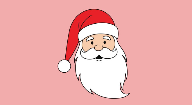 A Festive Illustration of Santa Claus's Cheerful Face with a Red Hat