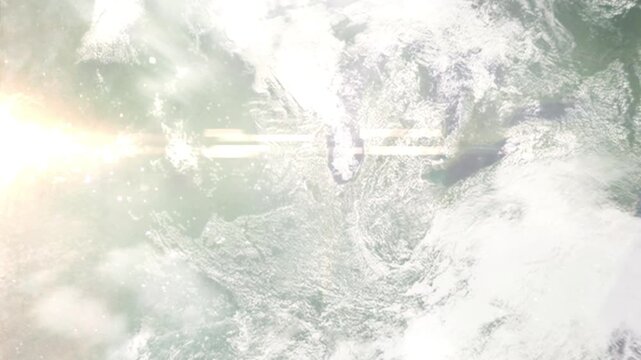 Earth zoom in from space and focus on Naperville, Illinois, USA. Background for travel intro or blog. Satellite view. 3D style Animation. Images from NASA.