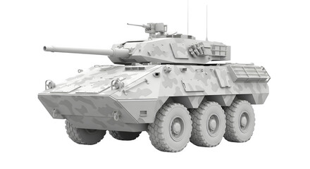 Fototapeta premium A military armored vehicle with a large gun is displayed on a transparent background.