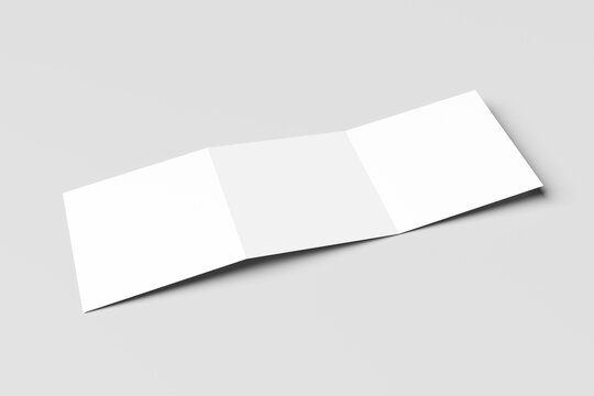 Square trifold brochure booklet mockup isolated on gray background