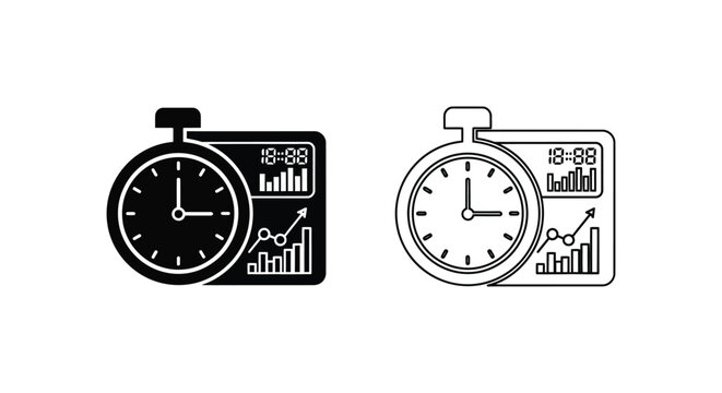 stopwatch timer clock graph chart business Vector