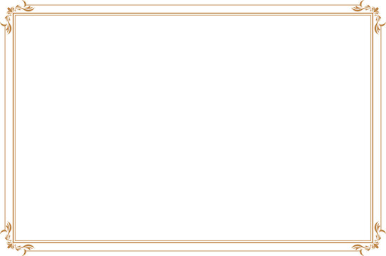Elements of vintage frames. Gold on white rectangle lines border classic style. Design print for greeting cards, wedding invitations, restaurant menu, royal certificates. Set 1653