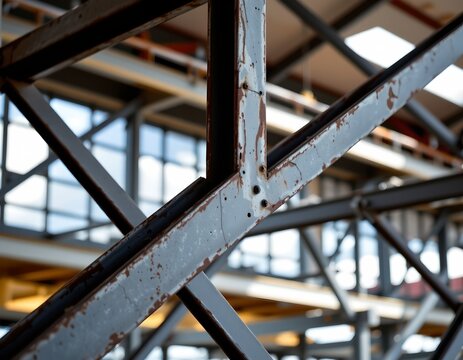 Industrial Steel Framework with Dramatic Perspective