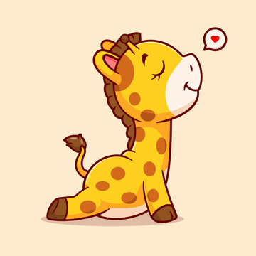 Cute Giraffe Stretching Cartoon