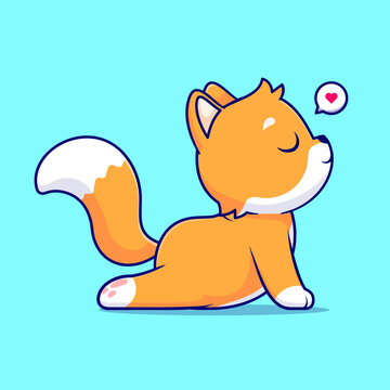 Cute Fox Stretching Cartoon