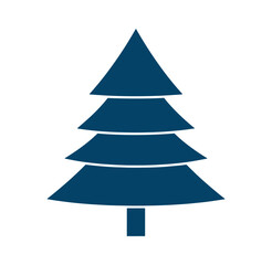 Obraz premium Simple dark blue Christmas tree icon on white background