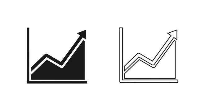 growth chart graph icon set Vector