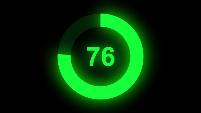 Abstract numerical counting from 0 to 91. Countdown timer from 0 to 91 seconds real time. Modern flat design of countdown animation. Circular progress bar.