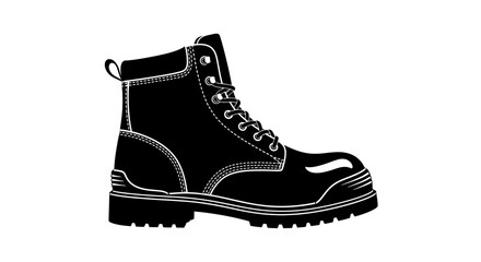 A black work boot design presented in a striking silhouette © Mdselim