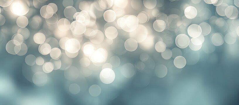 Soft, glowing, out-of-focus circles of light shimmer on a cool blue background