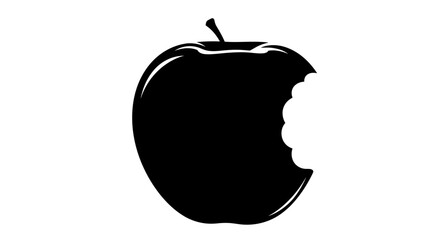 A bitten apple illustration presented as a striking black silhouette © Mdselim